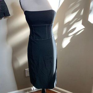 Bebe black strapless dress with white polka dots